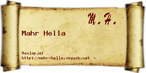 Mahr Hella névjegykártya